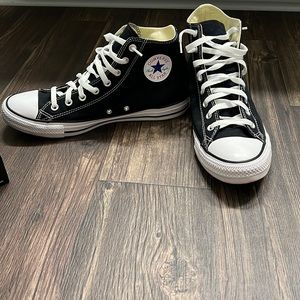Like NEW in original box, Converse, black high tops